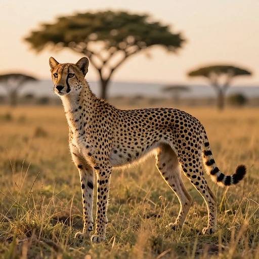 Cheetah-Dog Hybrid on Savannah Sunset