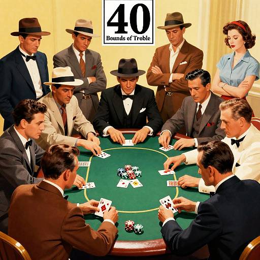 Vintage Poker Game Illustration with Intrigue