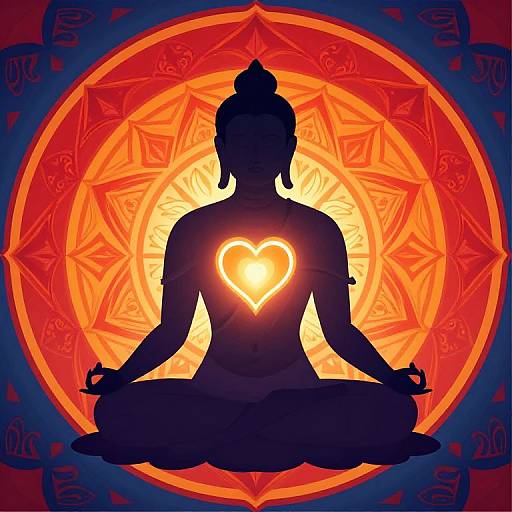 Glowing Heart Chakra Lotus Silhouette