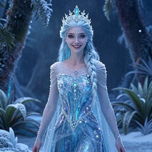 Ice Goddess in Frozen Tropical Forest