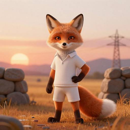 Confident Fox at Sunset Between Walls