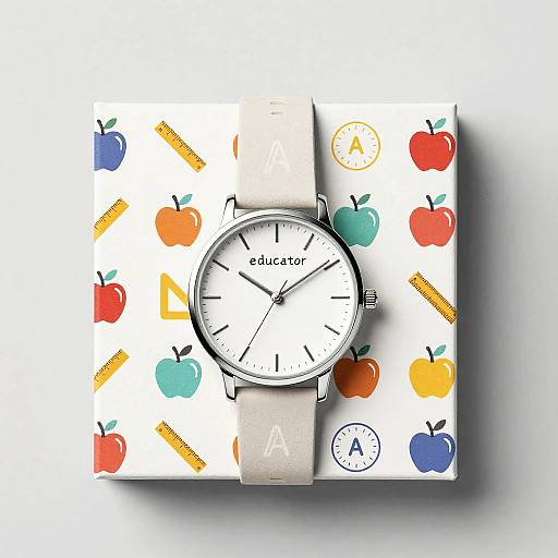Elegant Educator-Themed Wristwatch Mockup