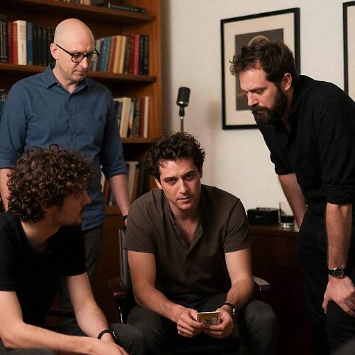 Dramatic Scene of Four Men in Room