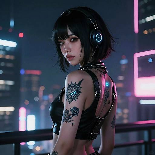 Cyberpunk Anime Girls Neon City