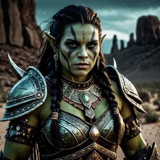 Epic Female Orc Warrior in Desert
