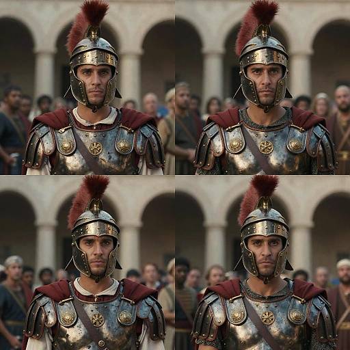 Roman Soldier Close-Ups in Courtyard