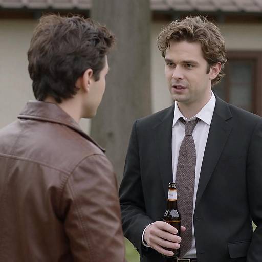 Outdoor Encounter Between Two Stylish Men