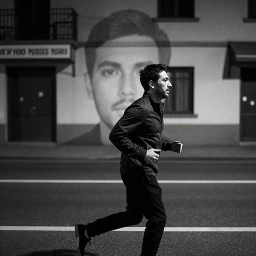 Mysterious Night Runner in Monochrome