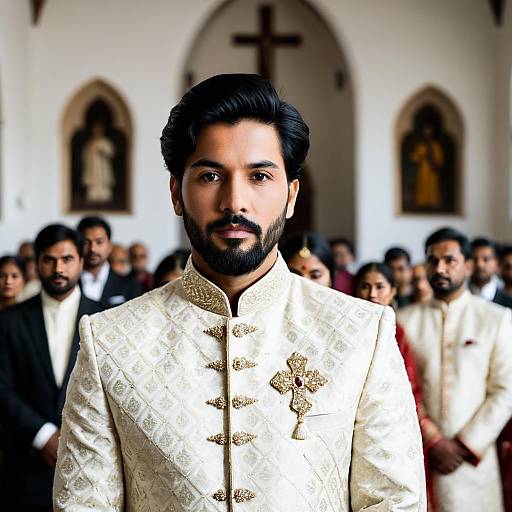 Indian Groom in Sherwani at Church Wedding