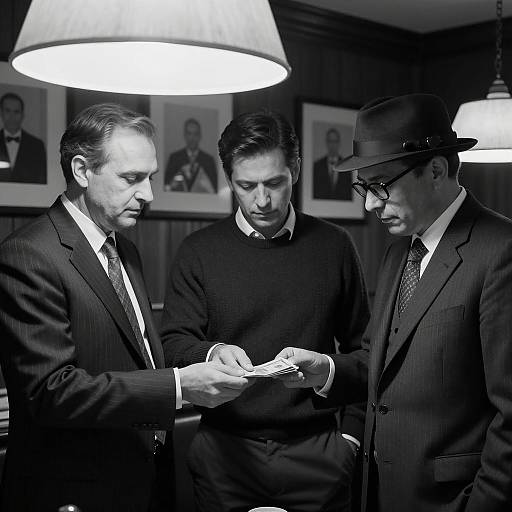 Vintage Transaction in Black-and-White Room