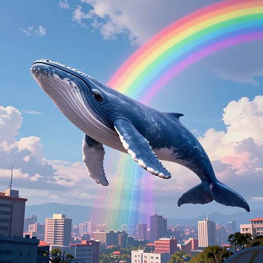 Colossal Sky Whale with Rainbow Breath