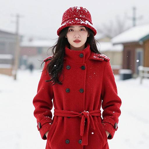 Winter Fashion in Red Coat