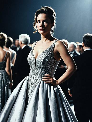 Woman in Silver Gala Gown