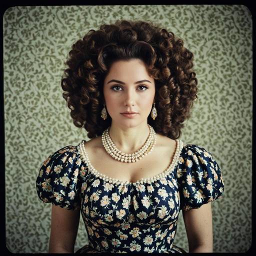 Vintage Floral Dress and Pearl Necklace Portrait
