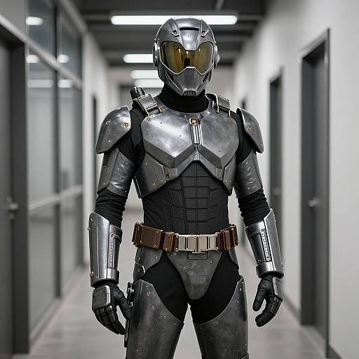 Mech Suit Costume in Hallway