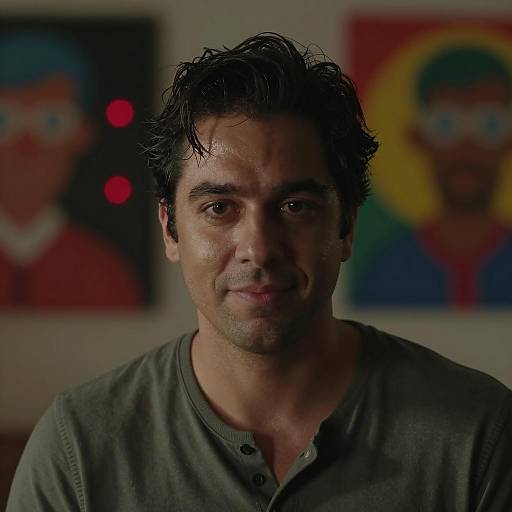 Portrait of Man with Dark Hair and Green Shirt