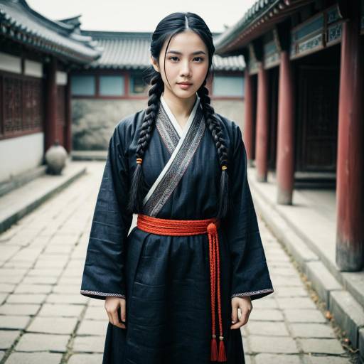 Asian woman in traditional Korean hanbok