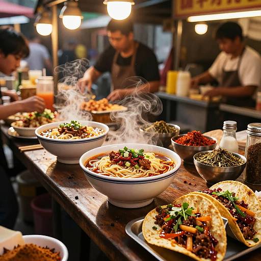 Vibrant Photorealistic Street Food Market