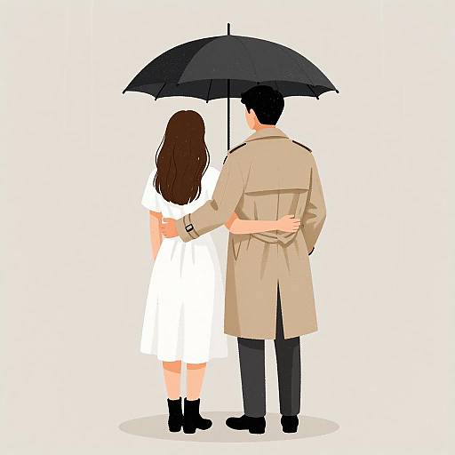 Romantic Umbrella Encounter in Grunge