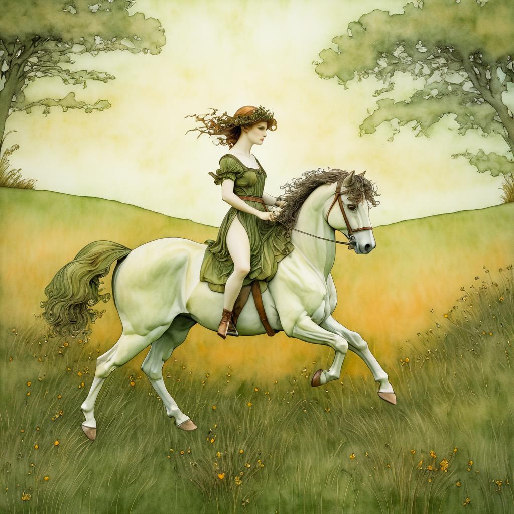 Classical Centaur in Grassy Meadow Art