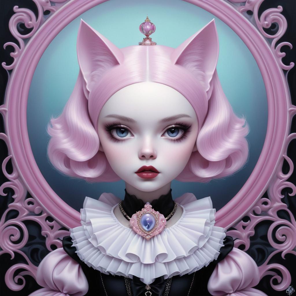 Gothic Kitten in Pop Surrealism Style