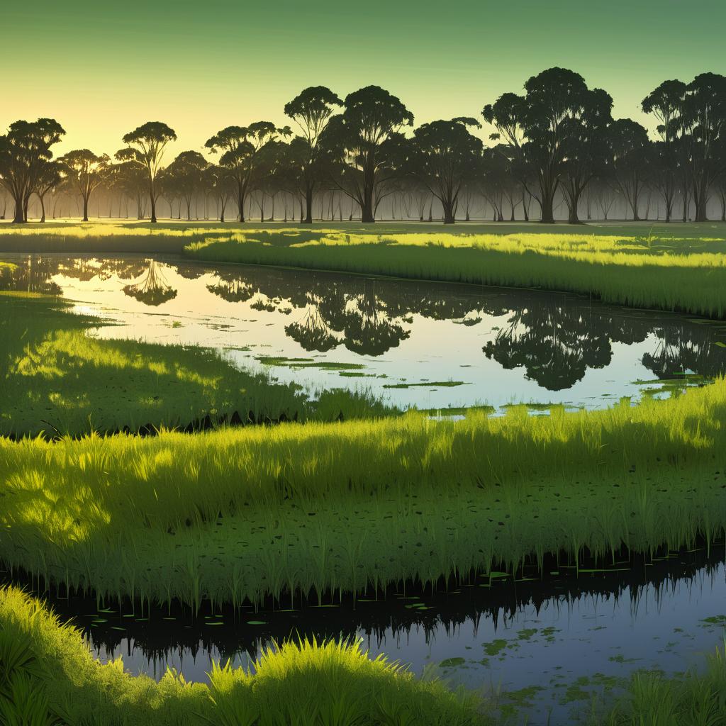 Serene Marshy Delta at Dawn