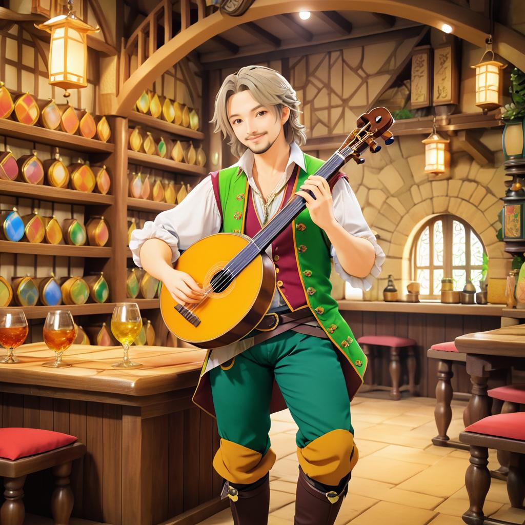 Charming Bard in a Lively Tavern Scene