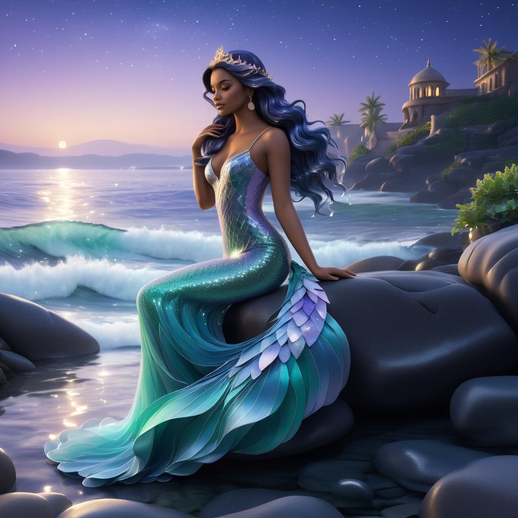 Enchanting Twilight Mermaid at Shore