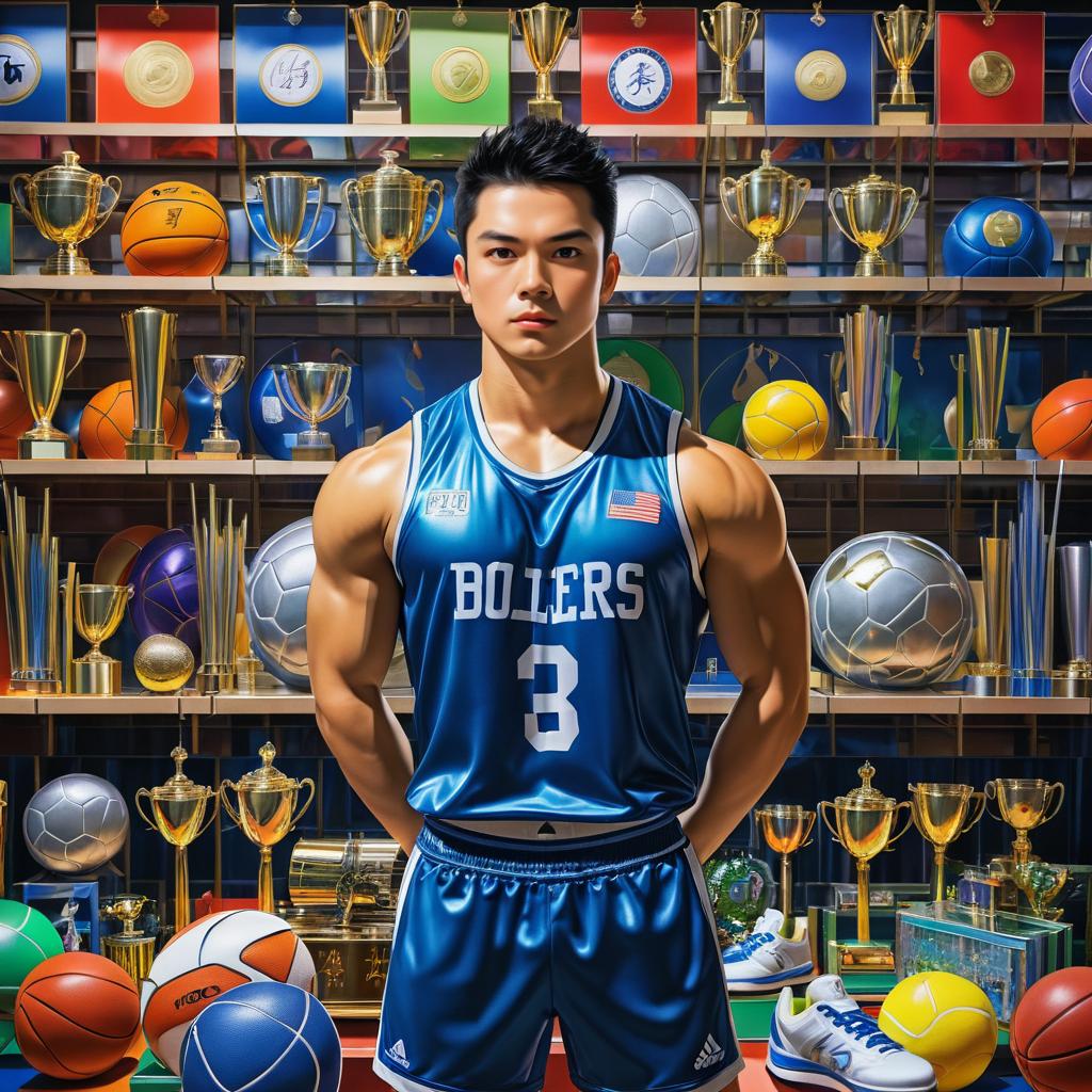 Determined Young Man in Vibrant Gym