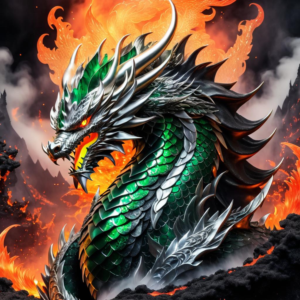 Fierce Dragon in Volcanic Armor Art