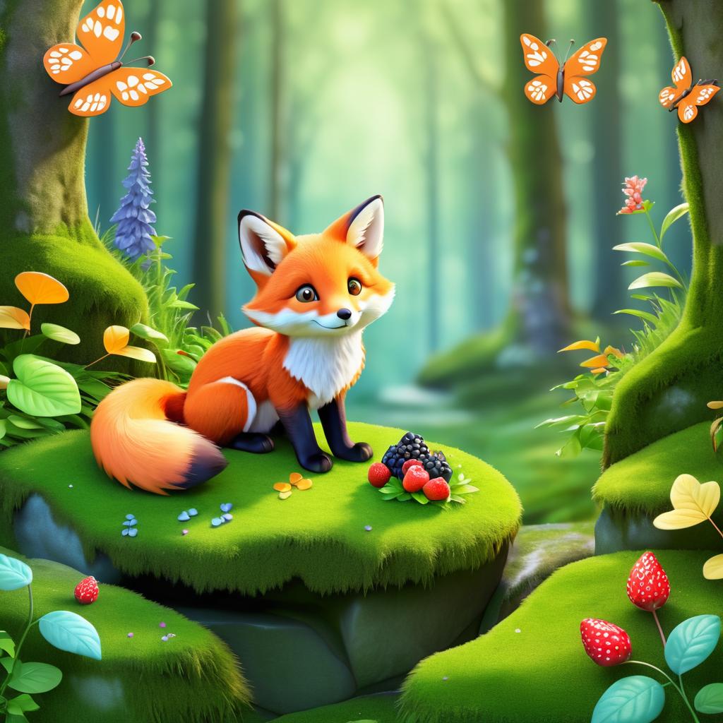 Curious Young Fox in a Serene Forest