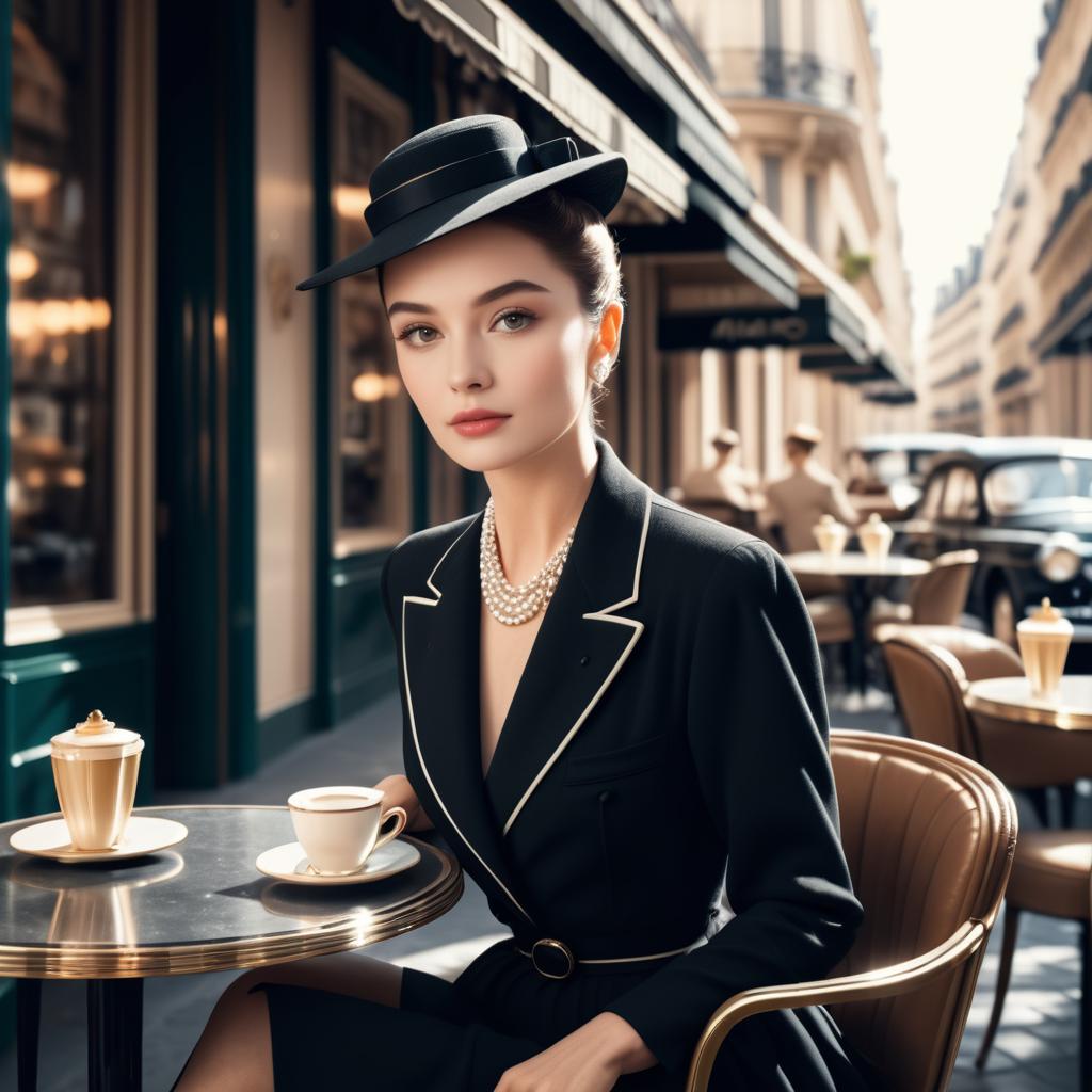 Vintage Glamour in a Parisian Café