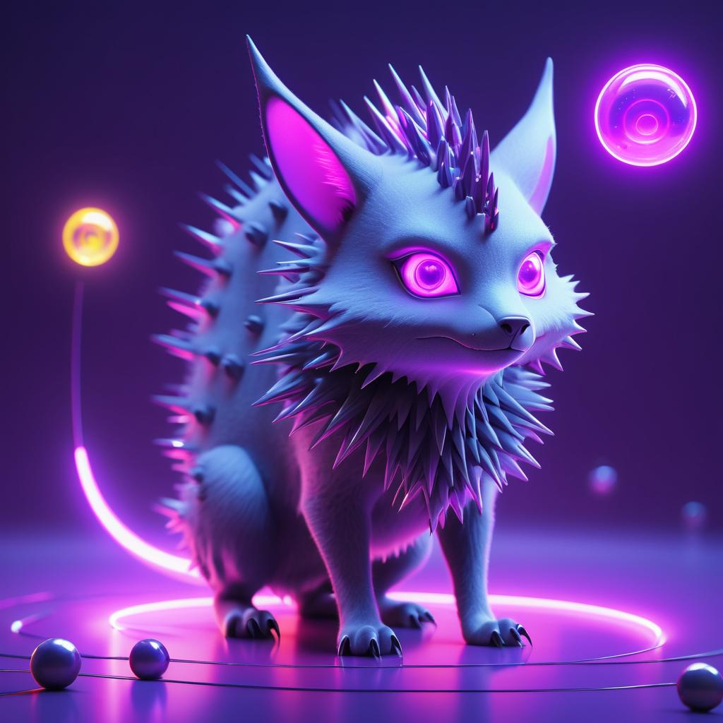 Vibrant Grey Creature with Luminous Orbs