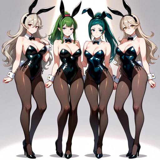Playful Bunny Girls in Glamorous Outfits