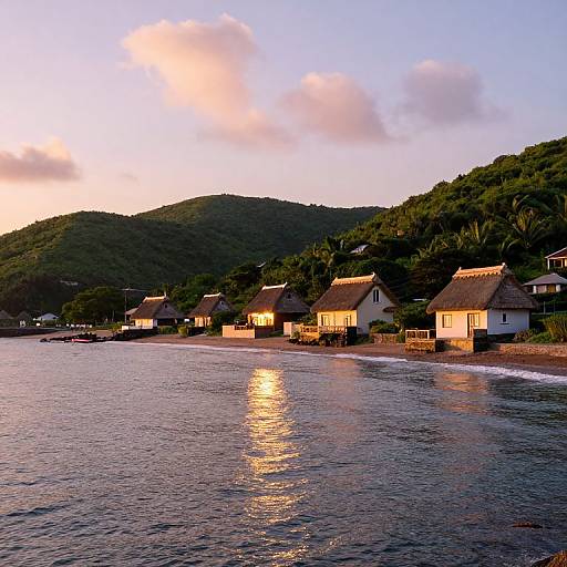 Sunset Over Coastal Village