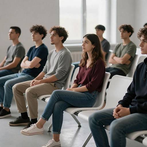 Bright Waiting Room Scene with Diverse People