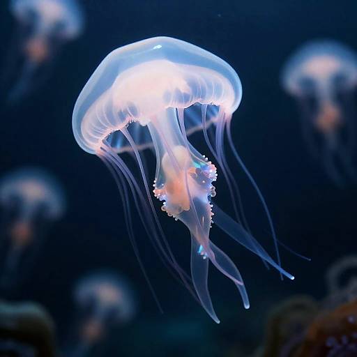 Photorealistic Glass Jellyfish in Cavern