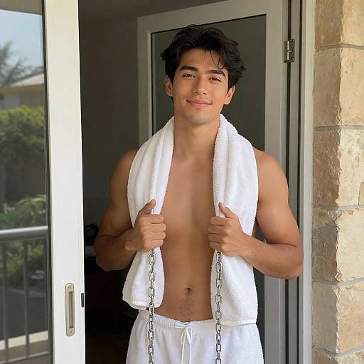 Casual Shirtless Man in Doorway