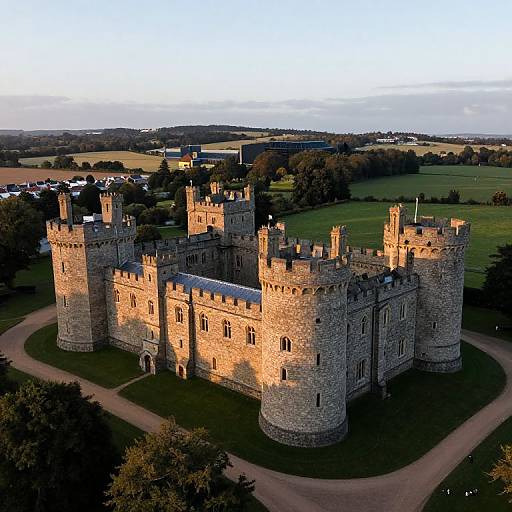 Riber Castle Drone Evening View