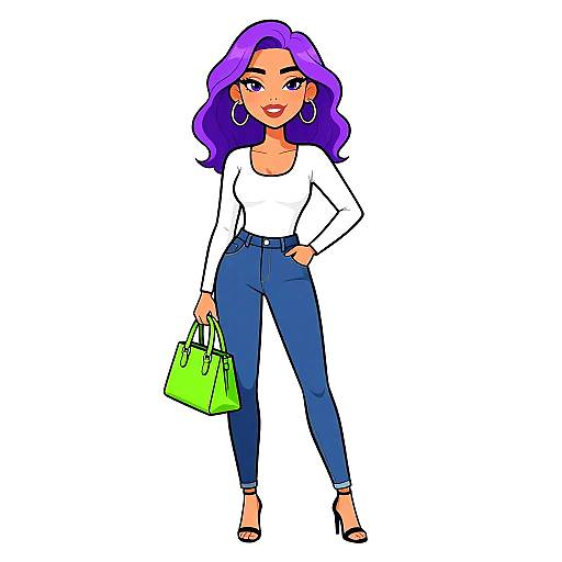 Chic Smiling Woman in Casual Outfit