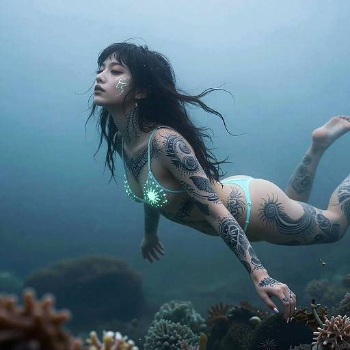 Ethereal Sea Ghost Girl with Tattoos