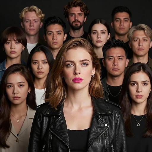 Diverse Group Portrait with Central Woman