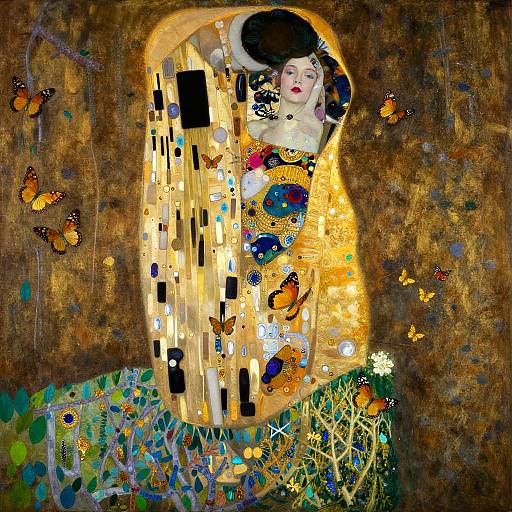 Golden Gown Butterfly Dance on Cliff