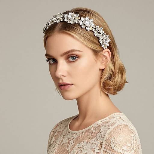 Elegant Blonde Woman with Floral Bandeau