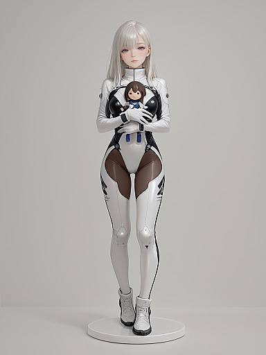 Realistic Woman in Plum Bodysuit