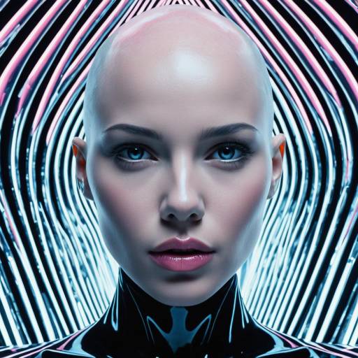 Futuristic Bald Female Supermodel Close-Up