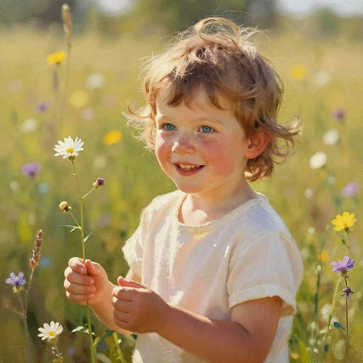 Child in Wildflower Field