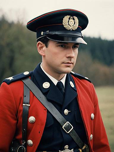 Man in Historical Continental Soldier Military Uniform