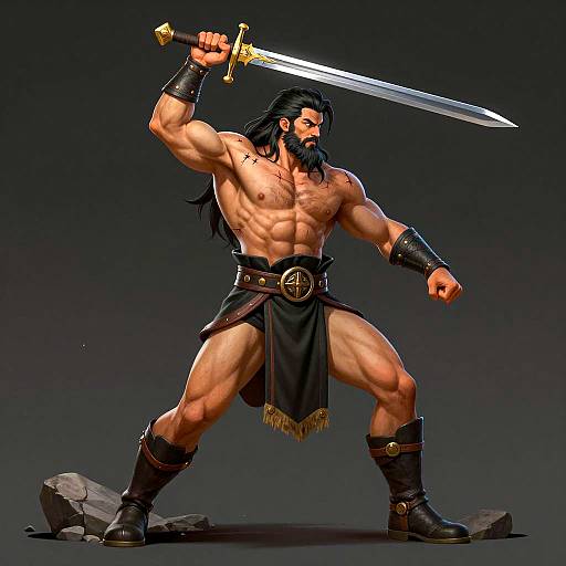 Fierce Warrior on Rocky Base