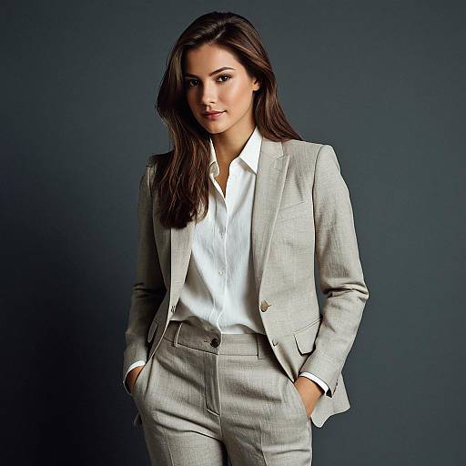 Confident Woman in Linen Trouser Suit